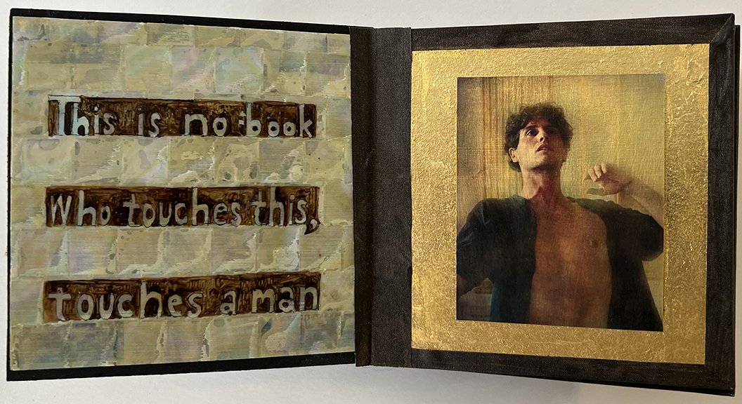 Bill Travis, "This is no book," artist book after Walt Whitman, fifteen pages, mixed media, 4 ½ x 4 ½ in., 2022. unique edition. 