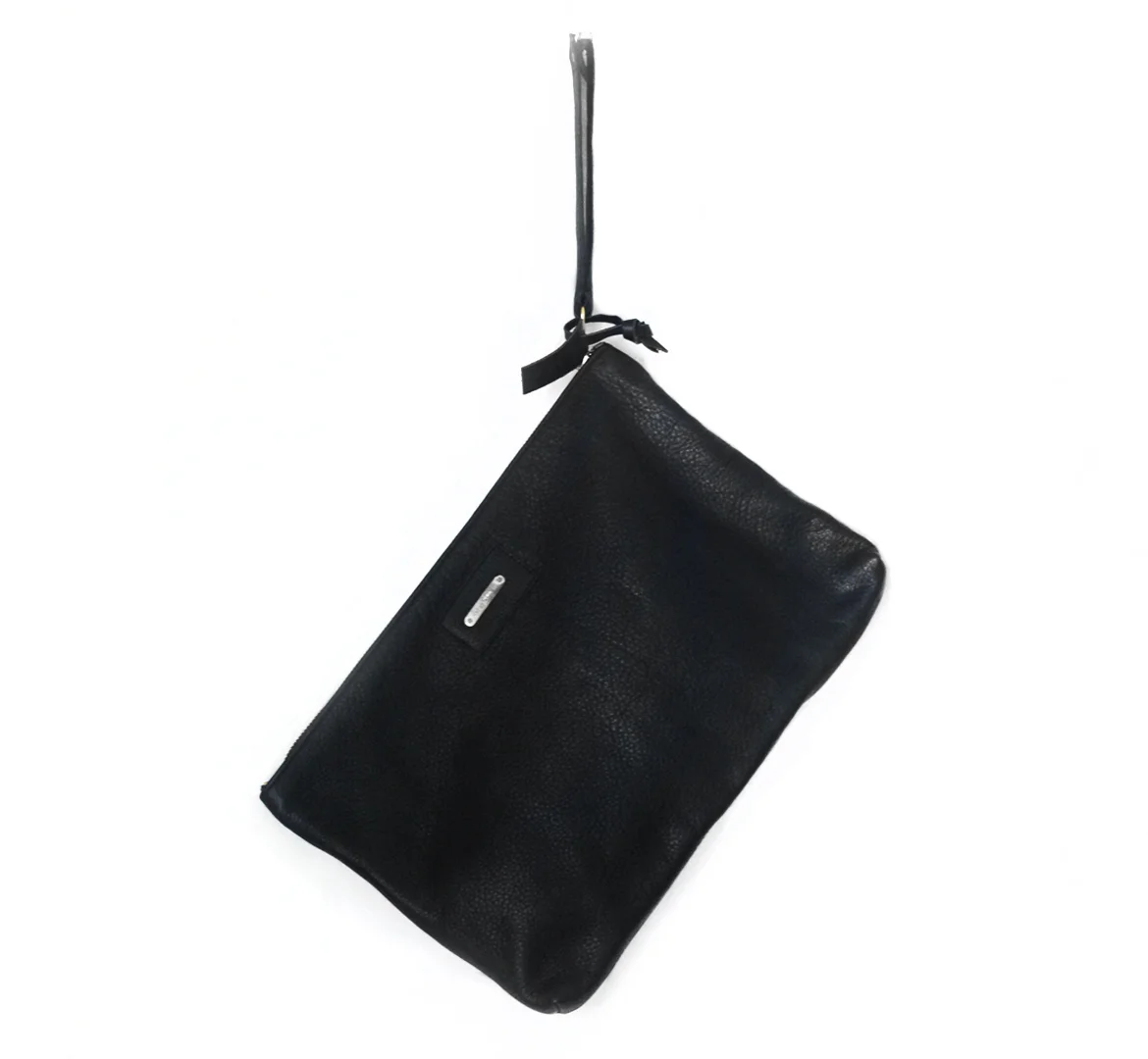 Horse and Nail Black Leather Clutch Handbag