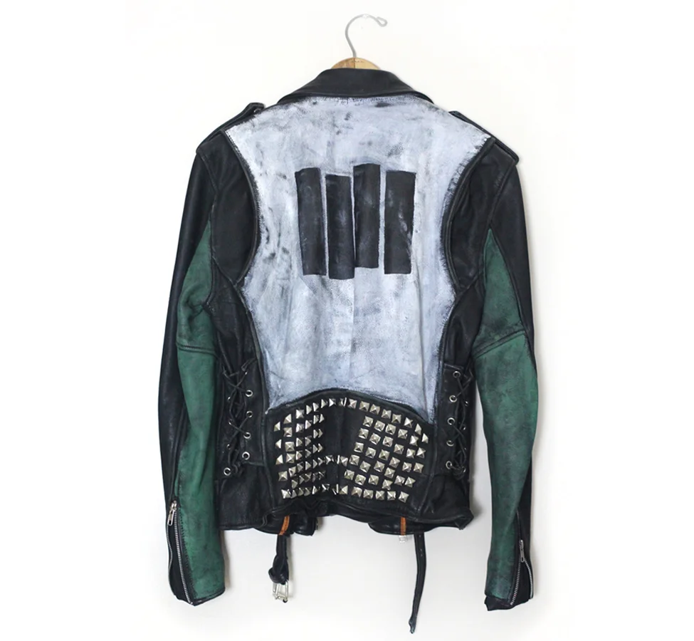 Vintage Custom Painted Leather Motorcycle Jacket