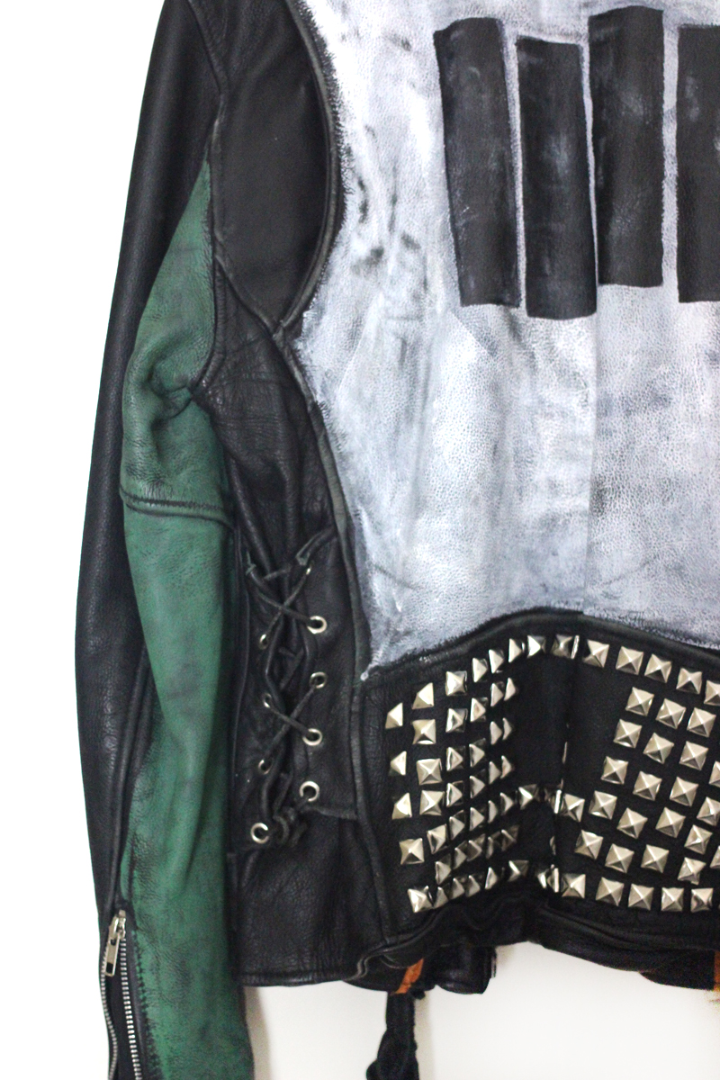 Vintage Custom Painted Leather Motorcycle Jacket