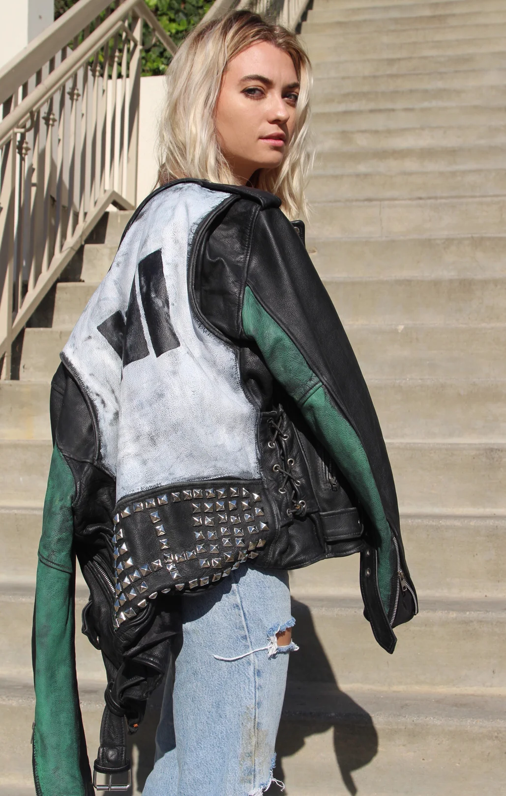 Vintage Custom Painted Leather Motorcycle Jacket