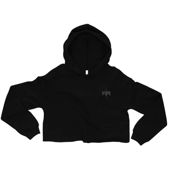 HORSE+NAIL DOUBLE HORSEHEAD LOGO CROPPED HOODIE BLACK