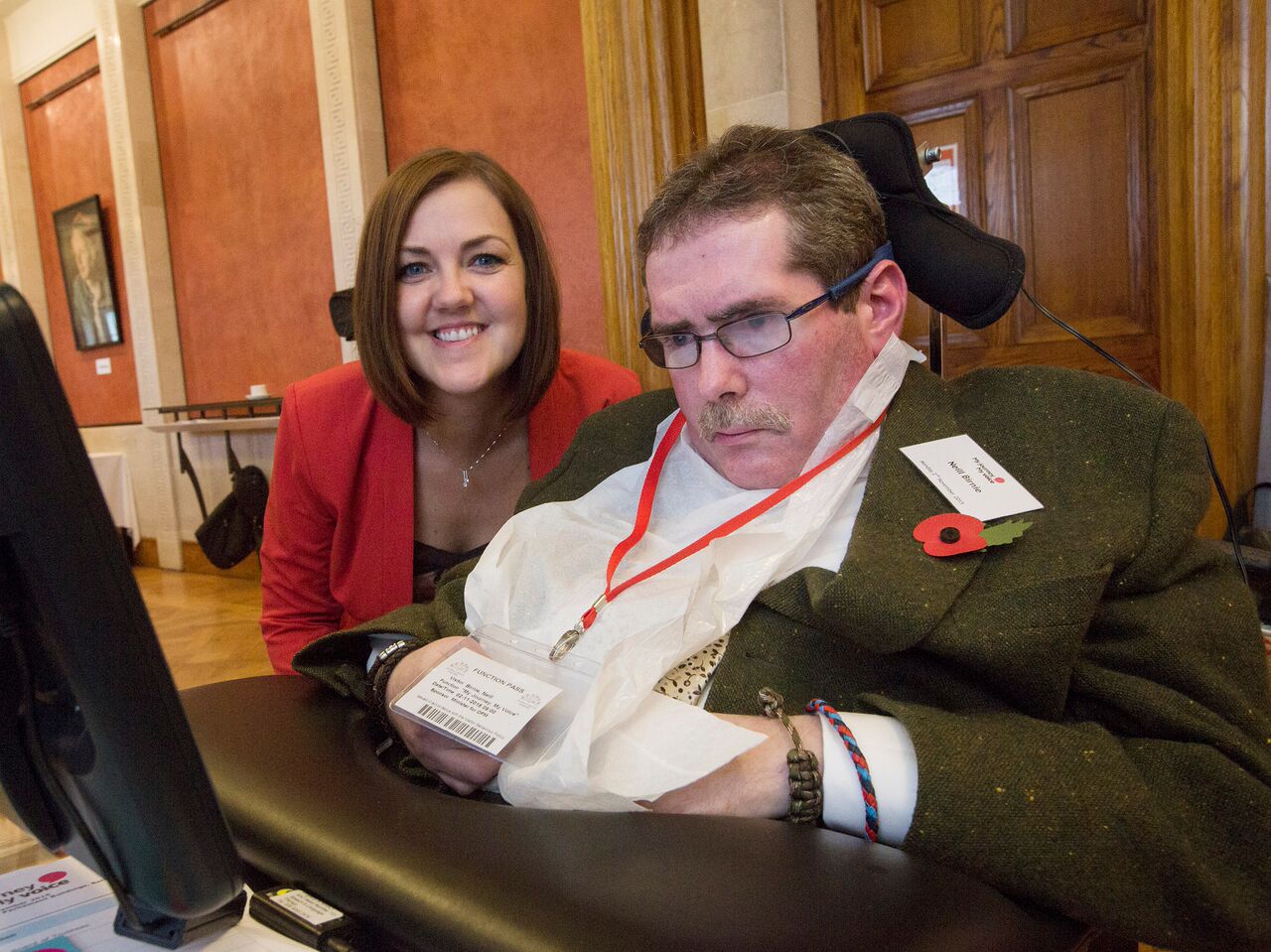 Neill pictured with his speech and language therapist Cathy Magee