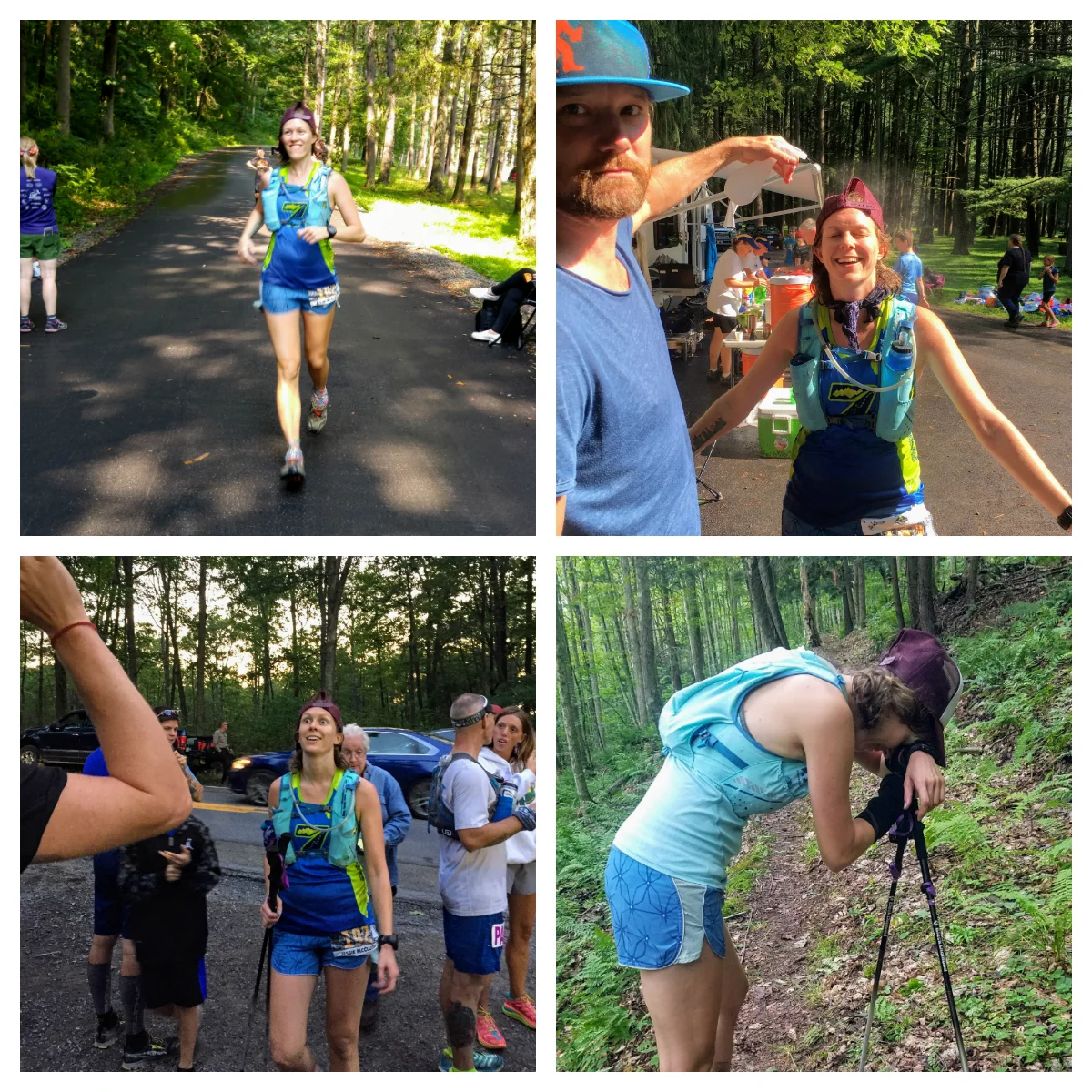 The many tortured faces of Jessie during a hundred miler.
