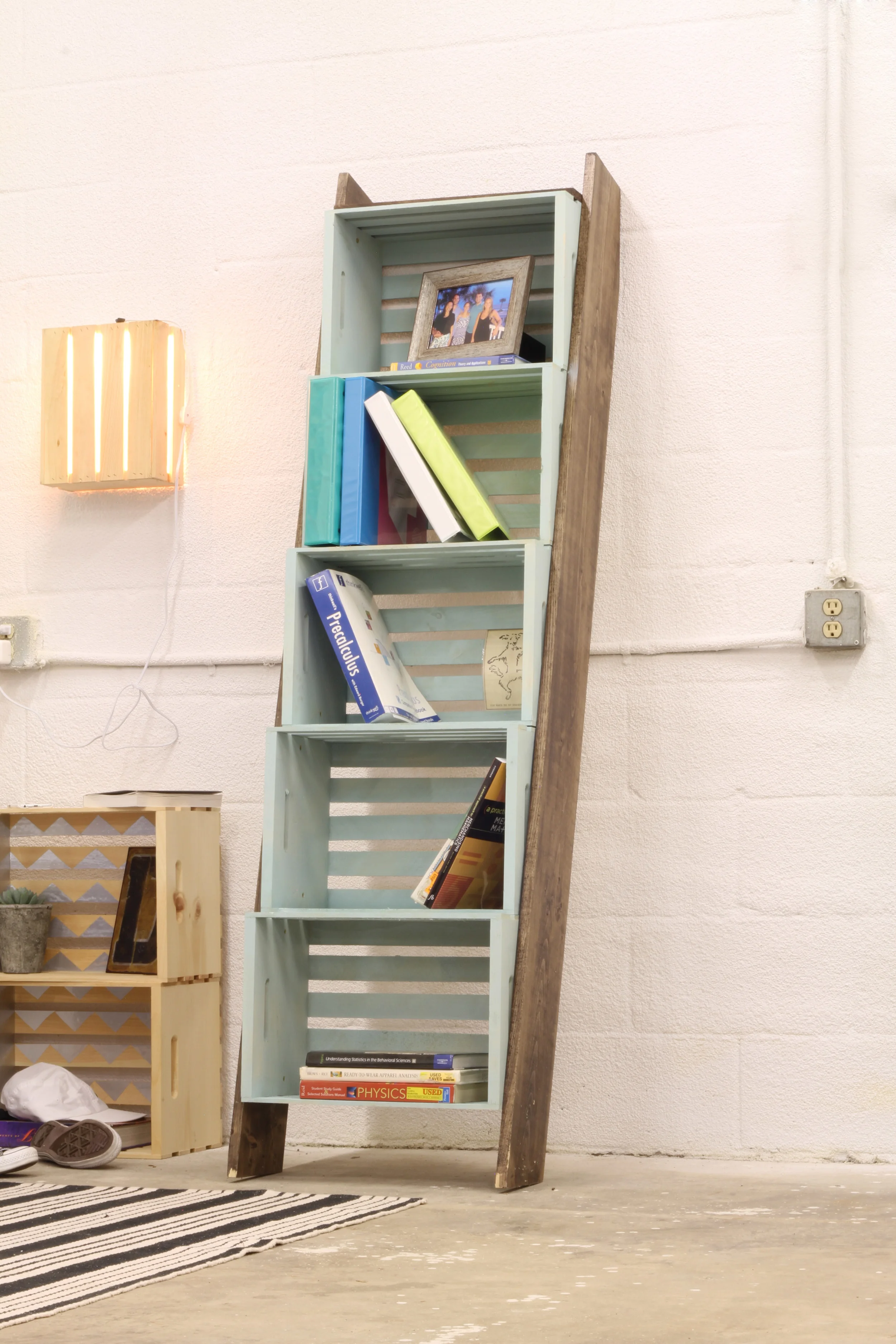 Leaning Crate Shelf