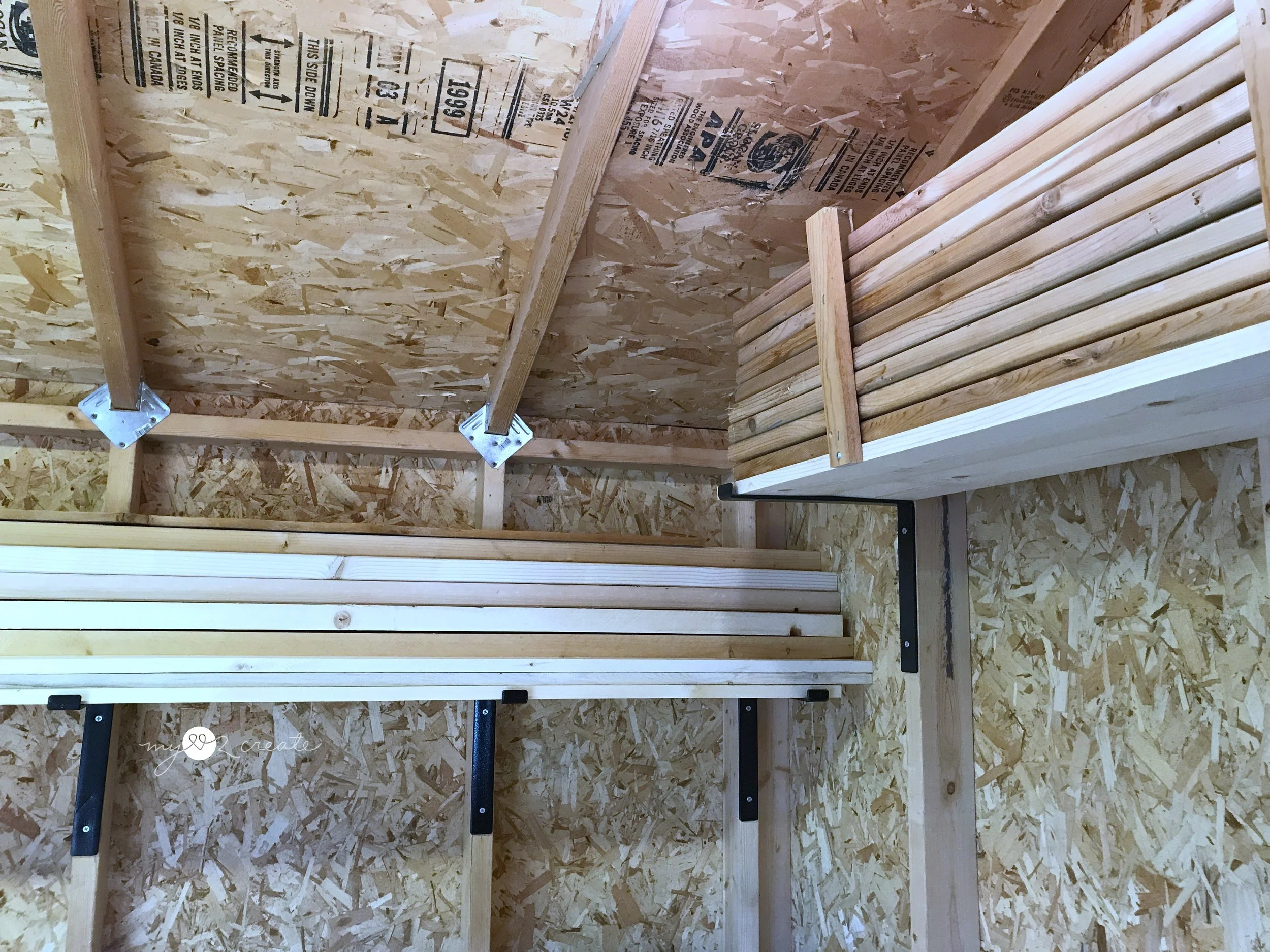 Storing Lumber with shelf brackets, MyLove2Create.jpg