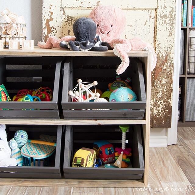 Swipe 👉 for some DIY project inspiration you can do over the weekend. Sources below! .
.
1. Toy Crate Storage @tableandhearth 
2. Pantry Makeover @welivedhappilyeverafter 
3. Vintage Office Makeover @littlehouseoffour 
4. Card Catalog Restoration @l