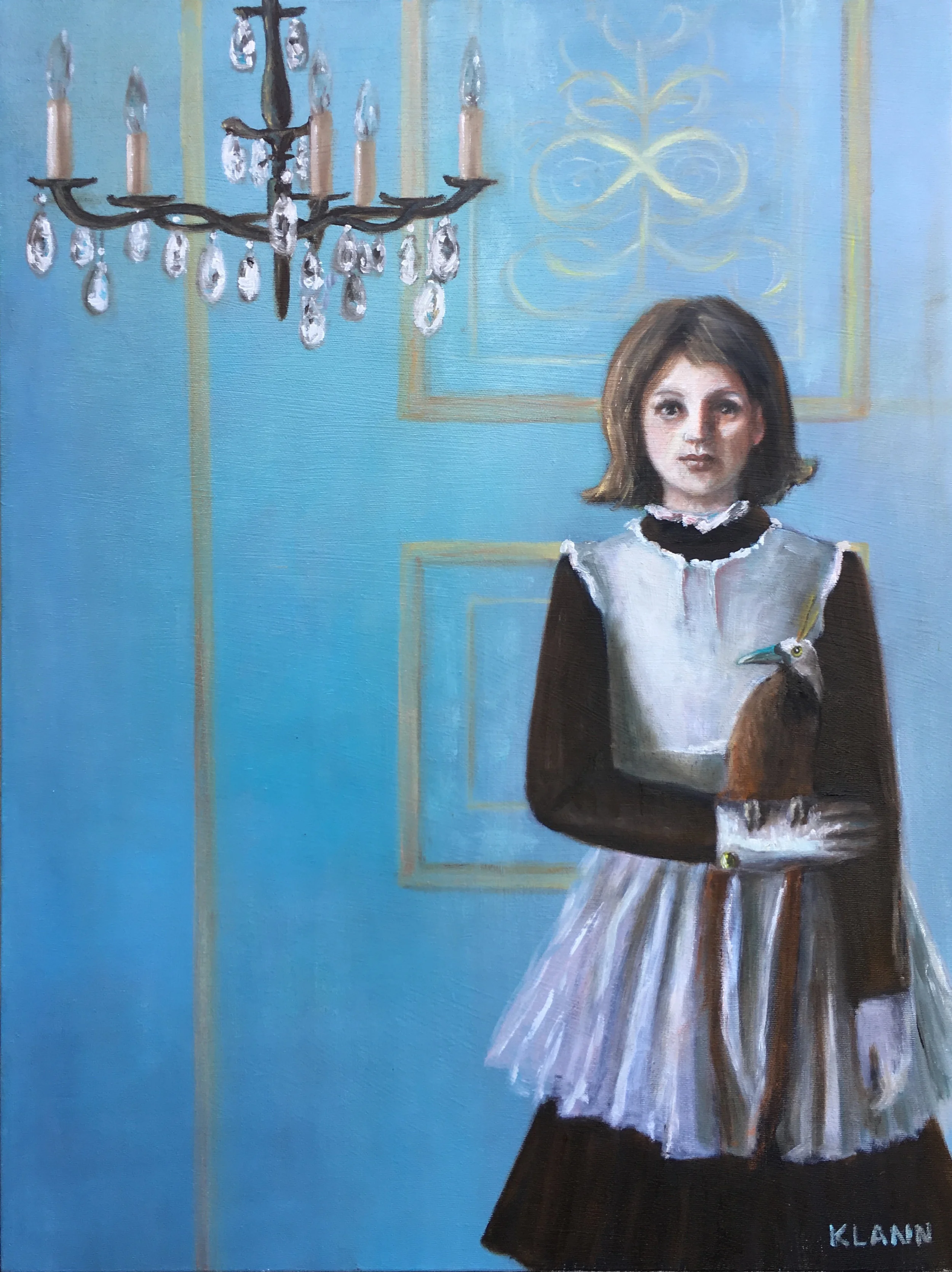 Girl and Bird (24" x 18")