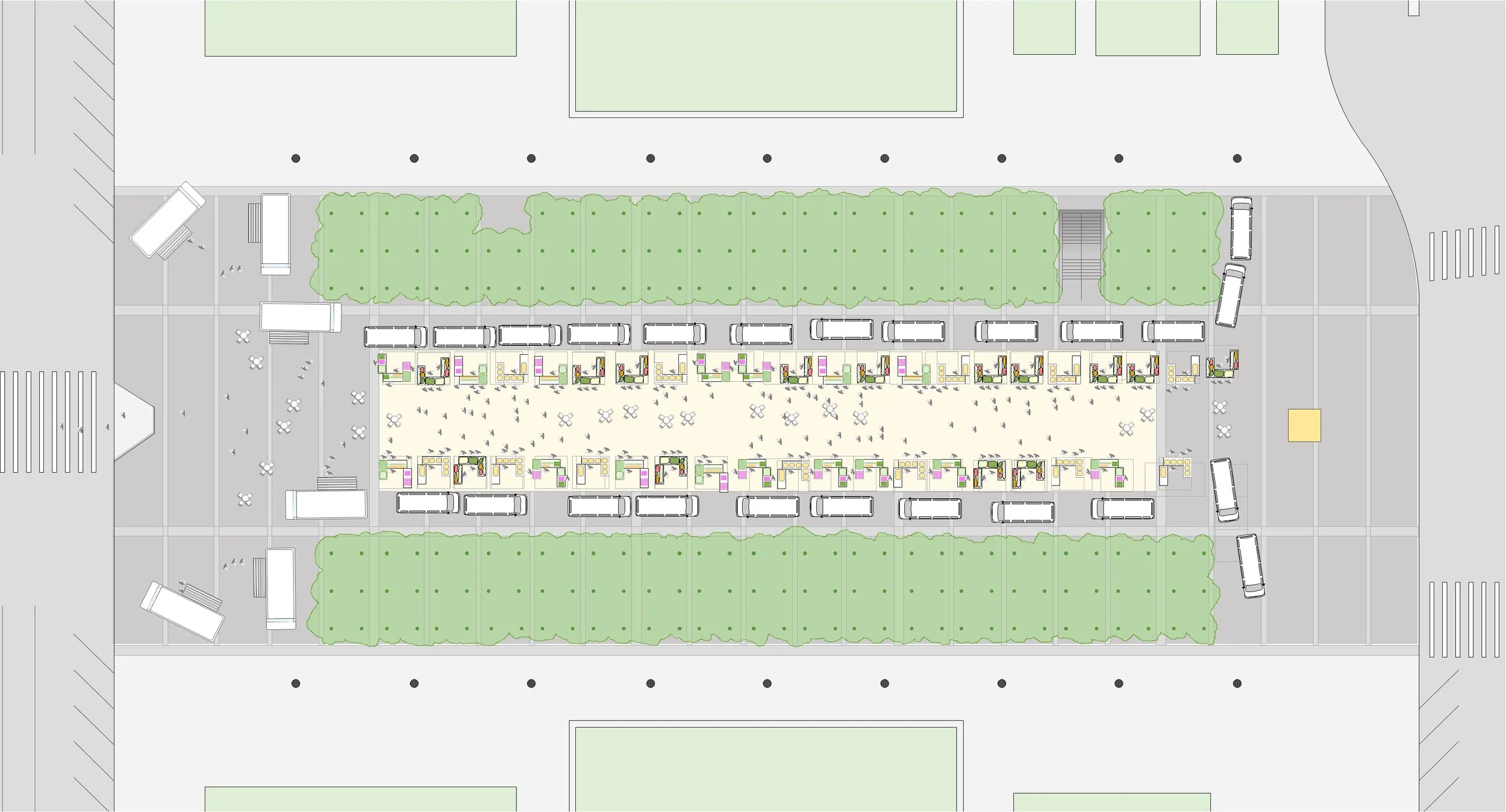 A plan reflecting the maximum number of potential vendor stalls.