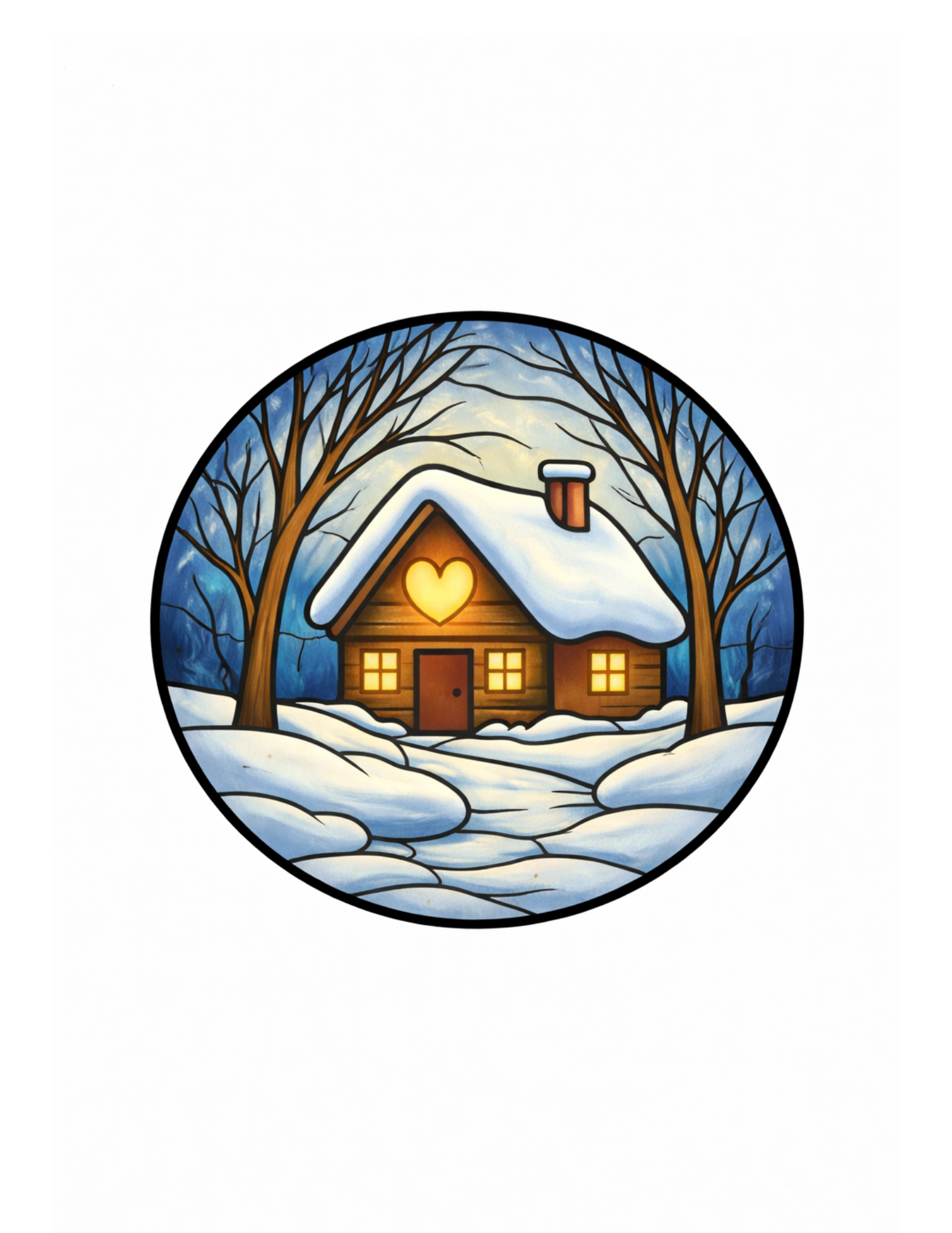 Cozy Valentine Cottage Stained Glass Painting