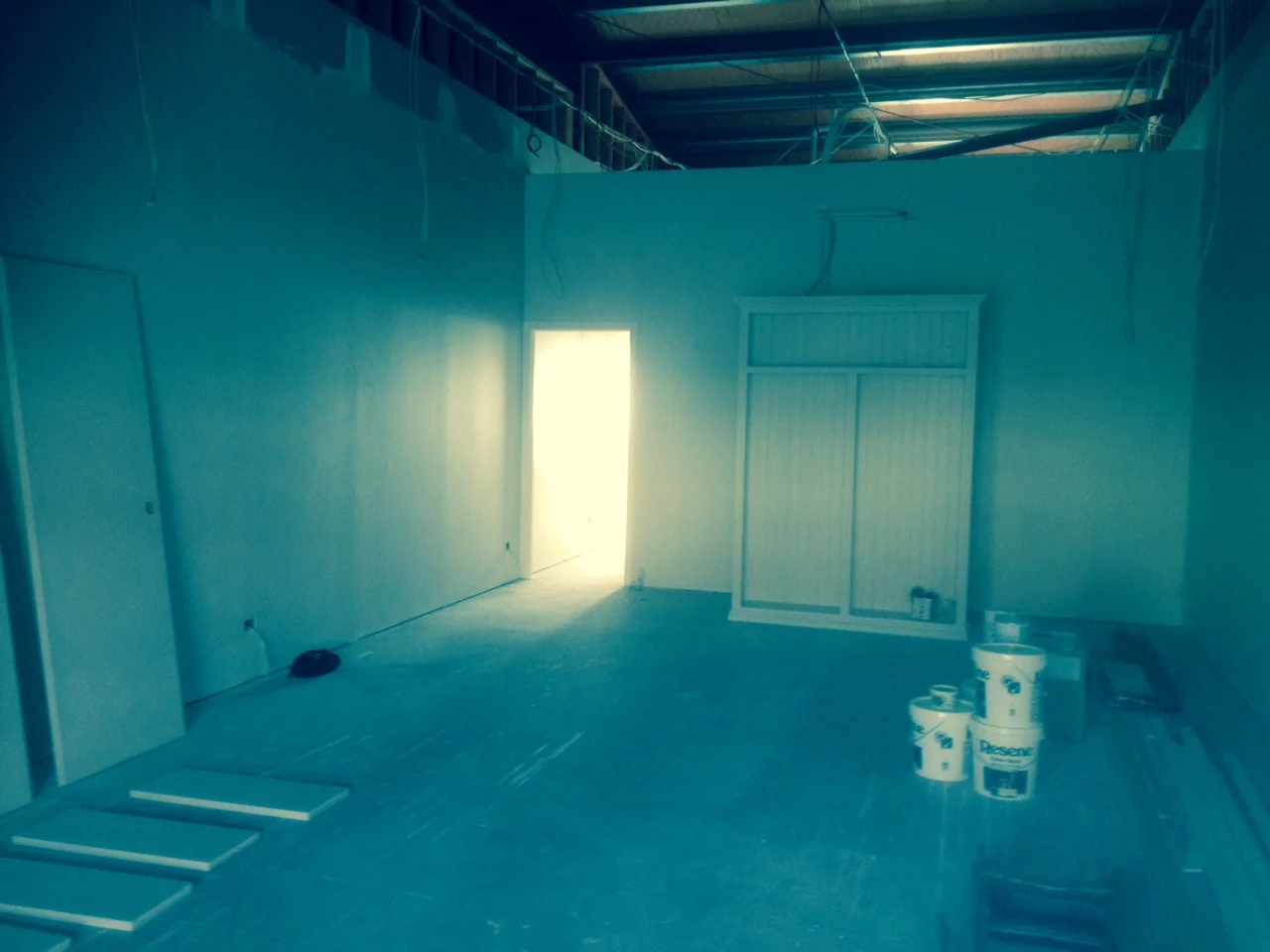 Painting of walls done, sanding and first coat of bookcase done, we're ticking off jobs pretty fast now!