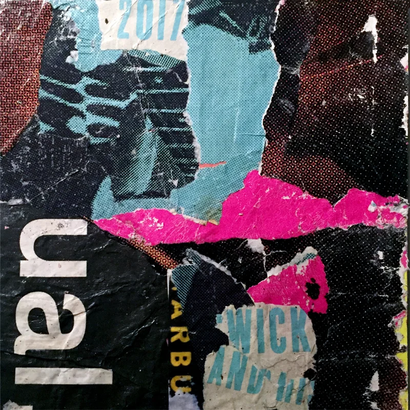 More layering - Mixed media collage using torn street posters