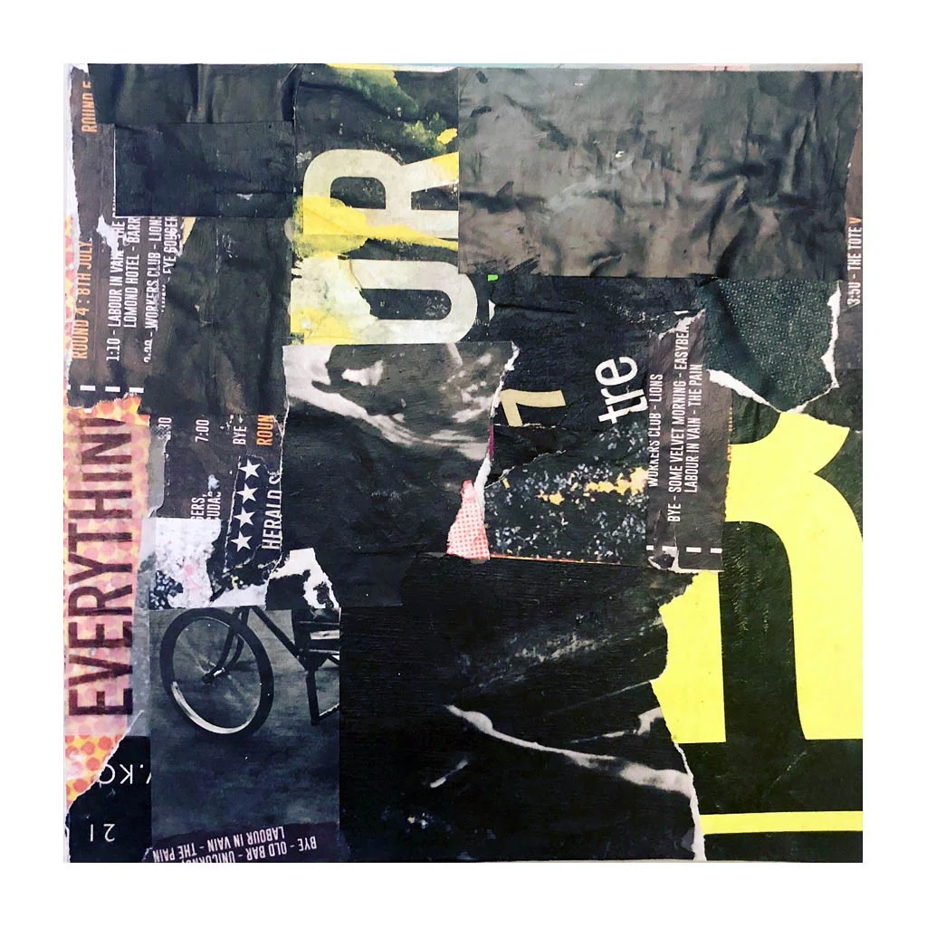 Mixed media on board.
