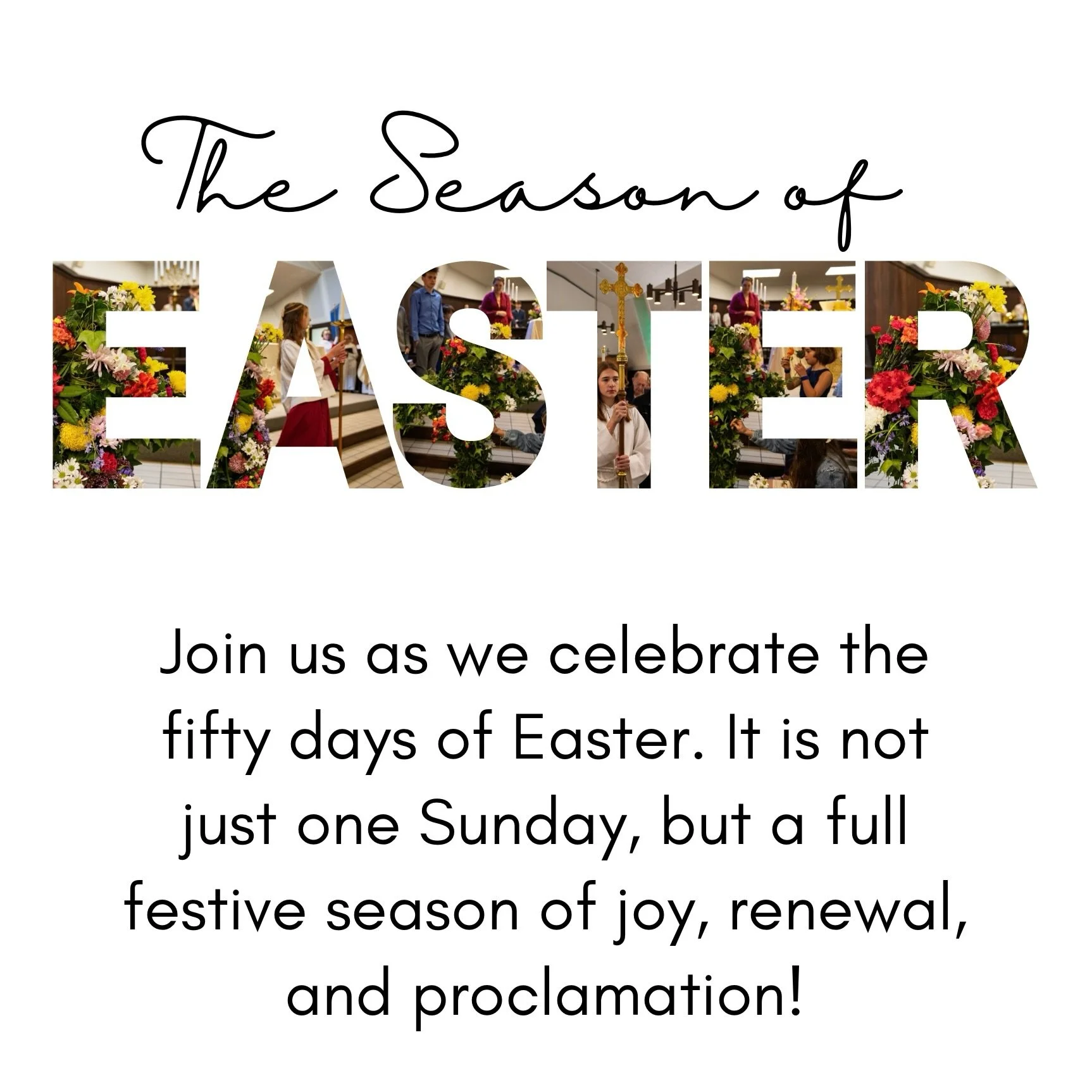 The Season of Easter

In the Episcopal Church, the Season of Easter is the great fifty-day celebration of Christ&rsquo;s resurrection, beginning with Easter Day and continuing through the Day of Pentecost. It is not just one Sunday, but a full festiv