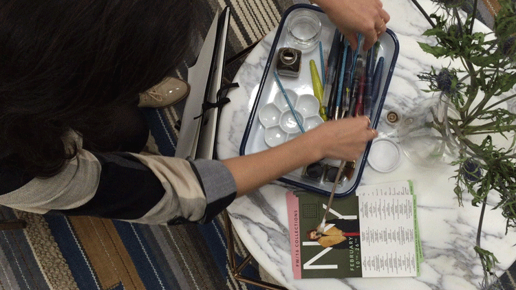 Here, our collaborator Lily Qian preps her station for an artful afternoon for a few of our designers and market-goers. Stay tuned to see what Lily captured during her afternoon at the Square!