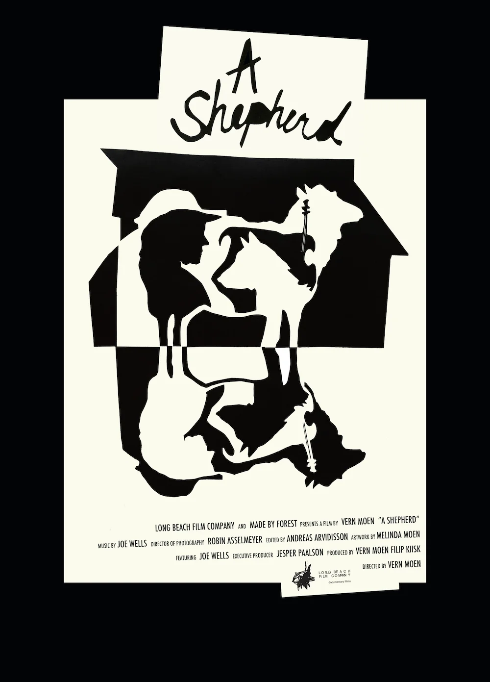 Official poster for A Shepherd. Artwork by Melinda Moen. Designed by Vern Moen.