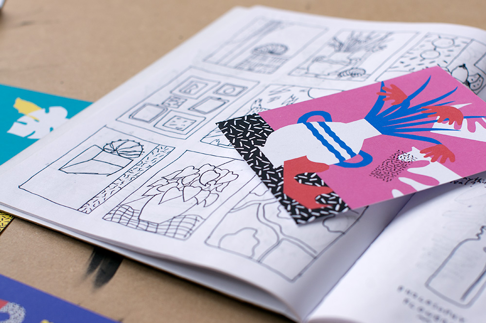 Initial sketches for each piece in Spencer's upcoming exhibition. Photo by Susan Fitzgerald.