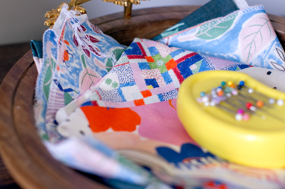 Purses waiting to be sewn up. Photo by Susan Fitzgerald.