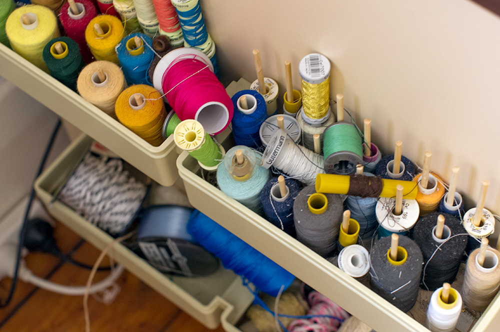 Tools of the trade - so many cotton reels! Photo by Susan Fitzgerald.