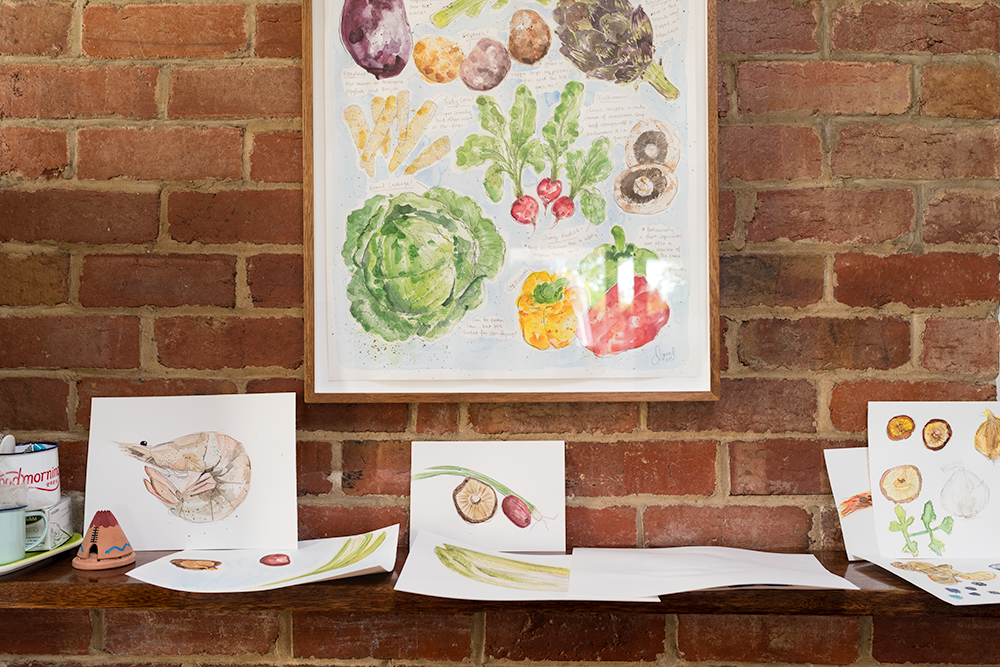 Dawn's art is in the frame and our work dried underneath.