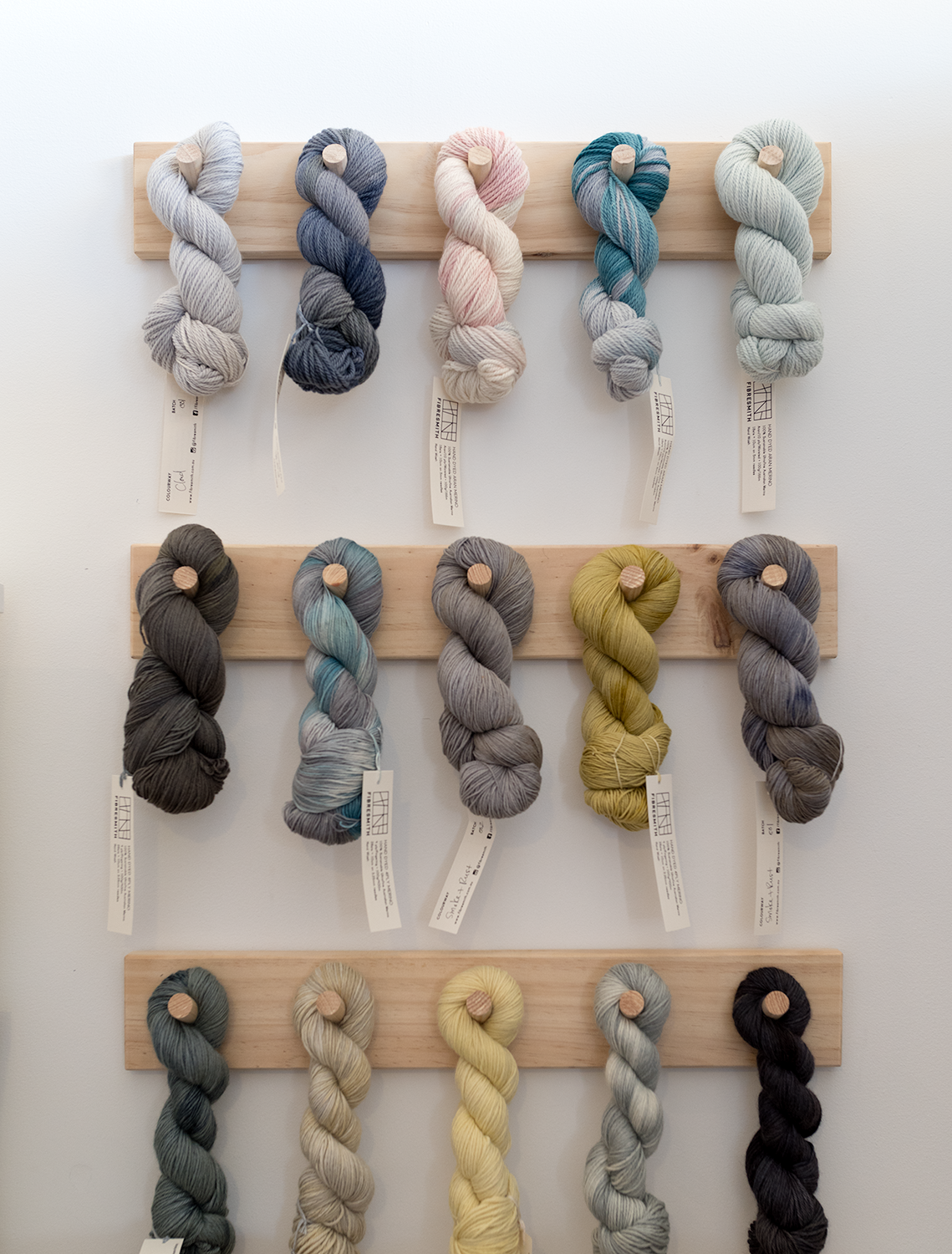  Skeins of Leslie's handdyed Fibresmith yarn.&nbsp;Photo by Susan Fitzgerald. 