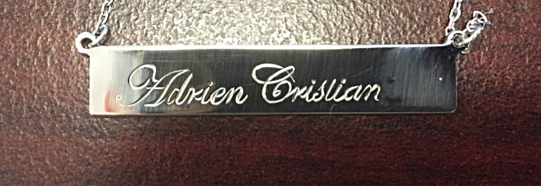 hand engraved pendent with lettering