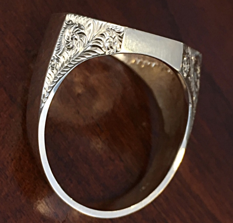 hand engraved ring  unique
