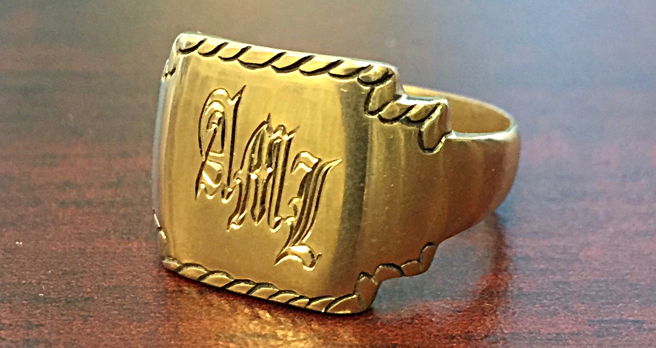 ring hand engraved with initials