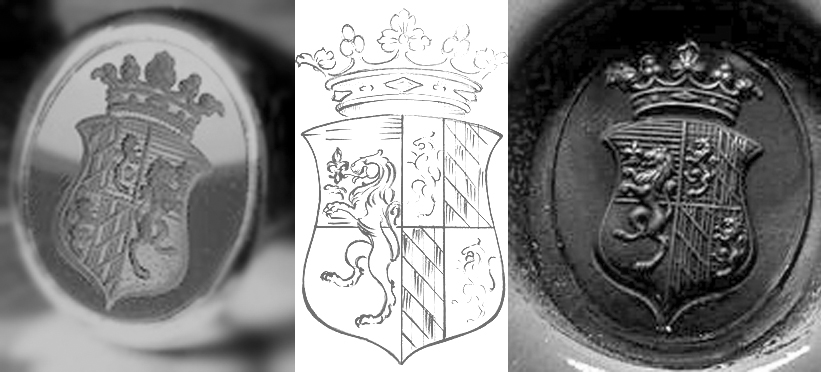 signed ring hand engraved with family crest