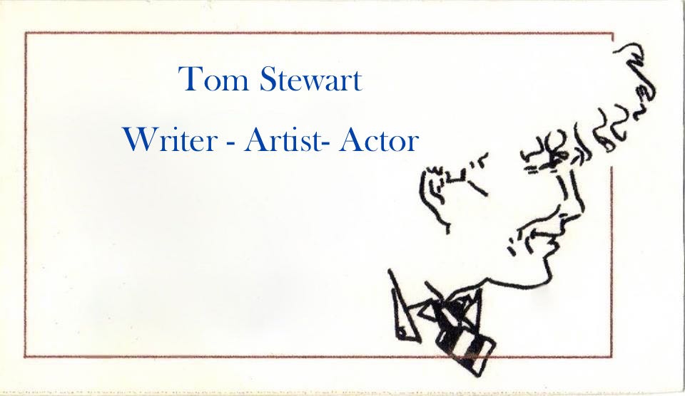Old business card with self portrait