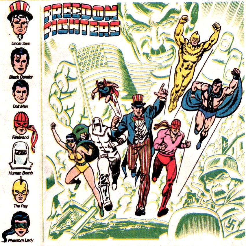 After fighting a never-ending battle against Nazi's, the Freedom Fighter came to Earth One. Probably because of the lack of Nazis.