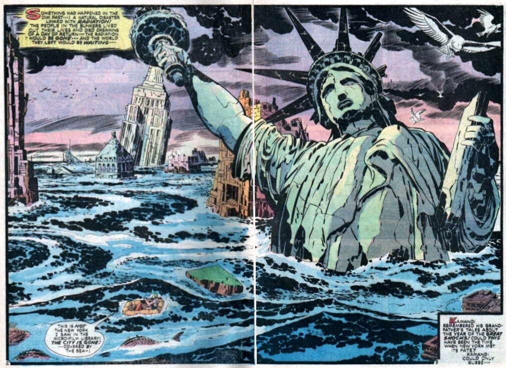 Kirby/Royer splash page. During the 70s DC period, Jack’s work would feature double page splashes and full page chapter titles.