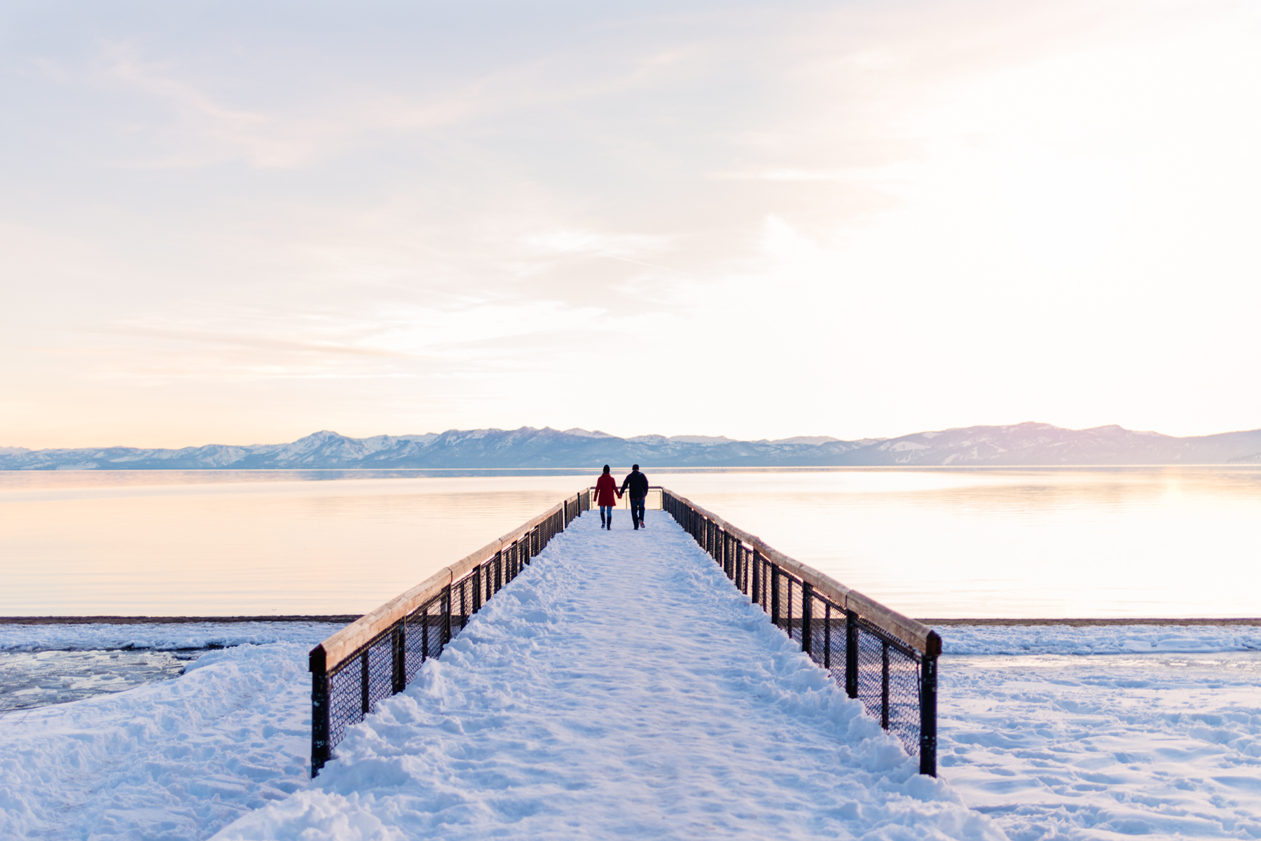 Lake Tahoe Snow Engagement // At the docks