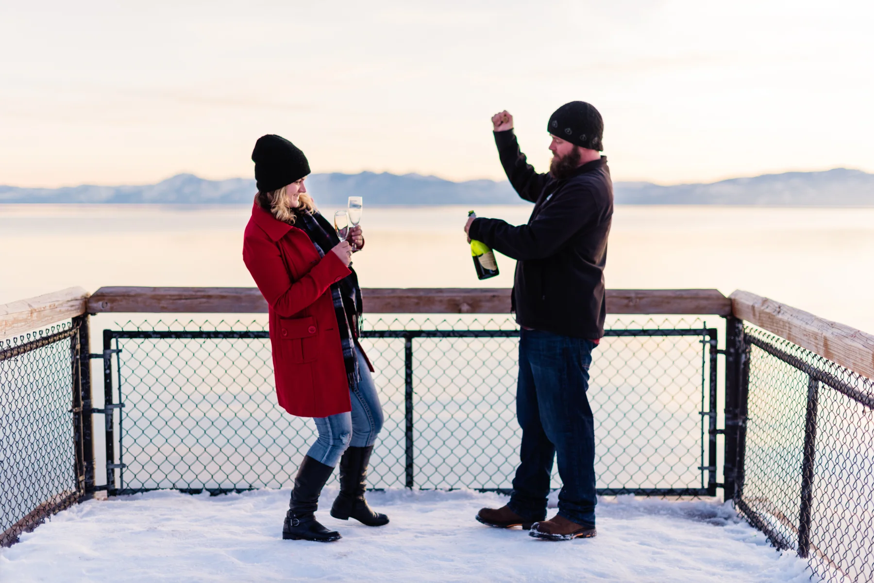 Lake Tahoe Snow Engagement // At the docks