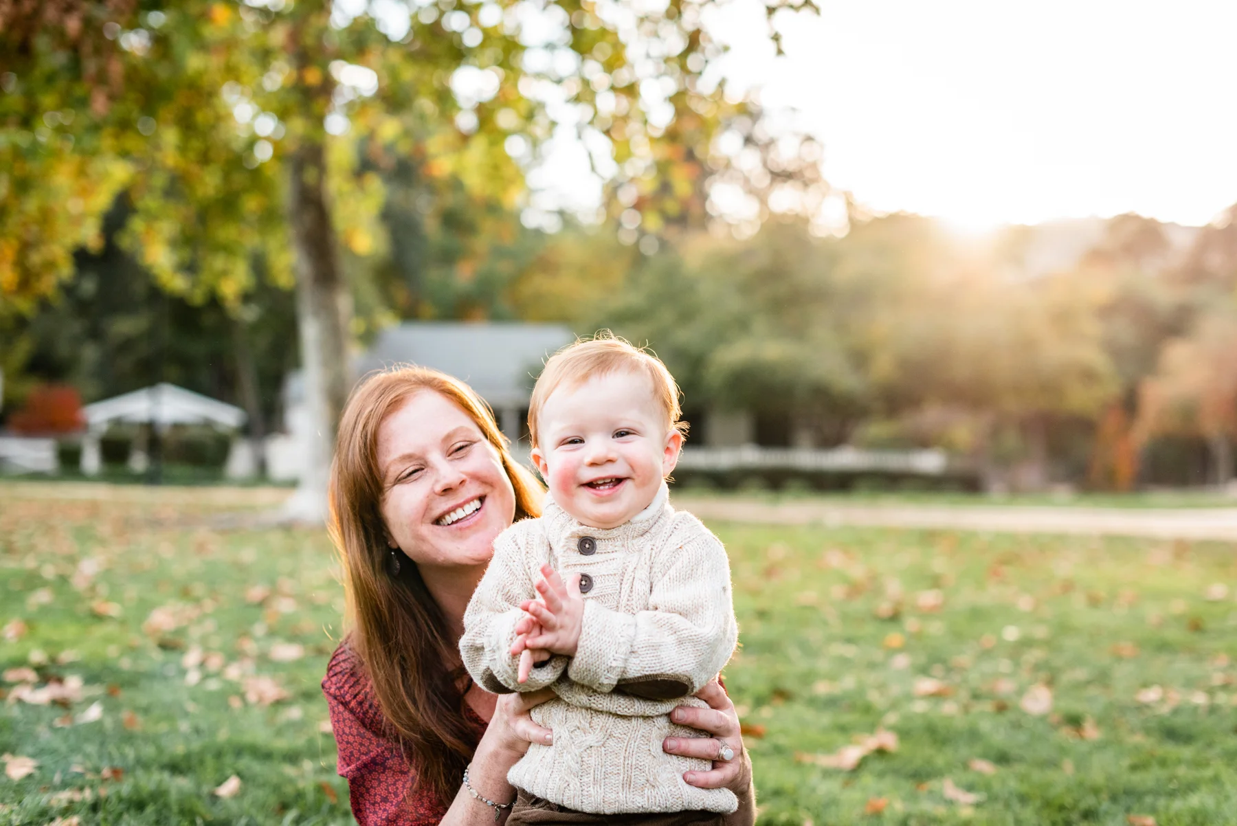 Mother and son portrait in Danville, CA during the fall.