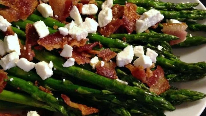Roasted Asparagus with Bacon, Feta, and Blood Orange Olive Oil