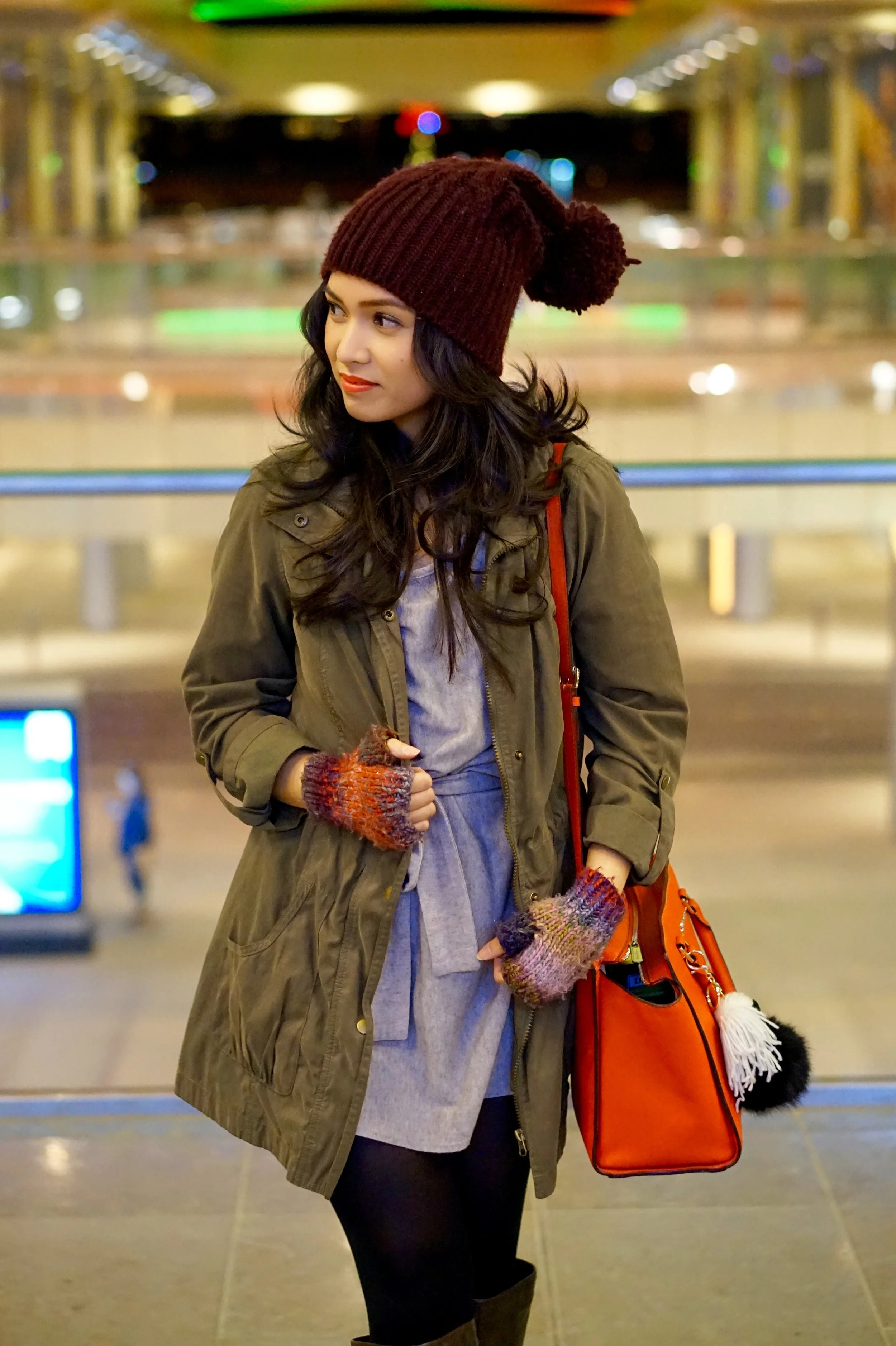 Hat, Poncho and Gloves: Forever 21 ; Selma Bag: Michael Kors
