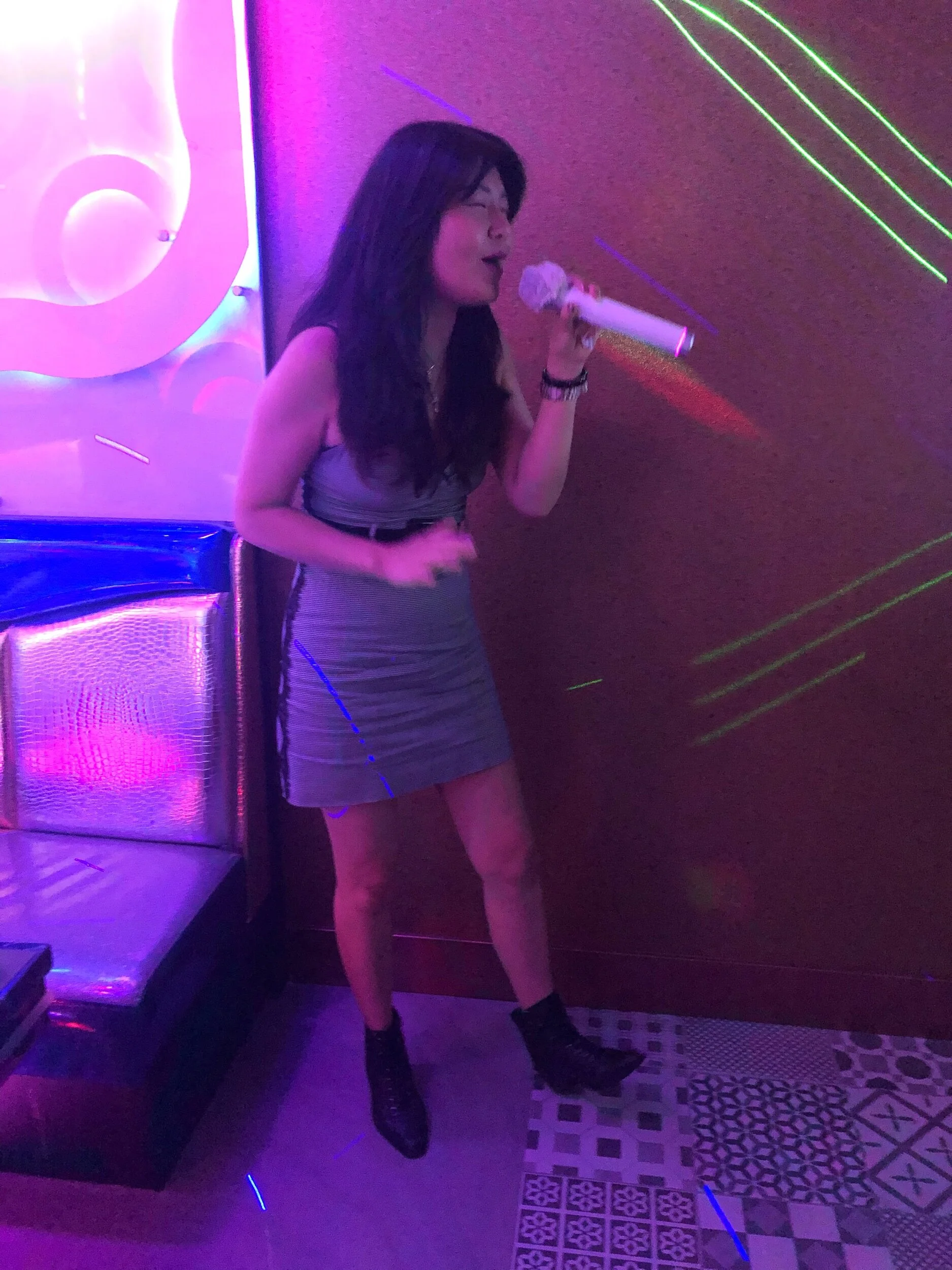 My friend Tina singing her karaoke jam