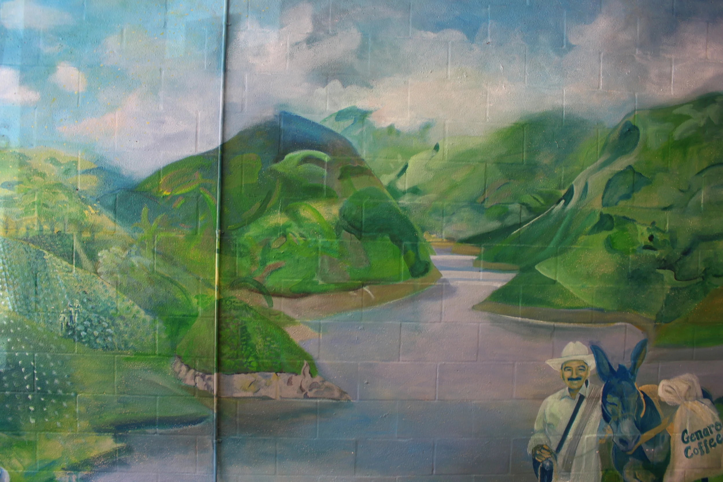 Detail of Colombia Coffee Farm Mountain Mural