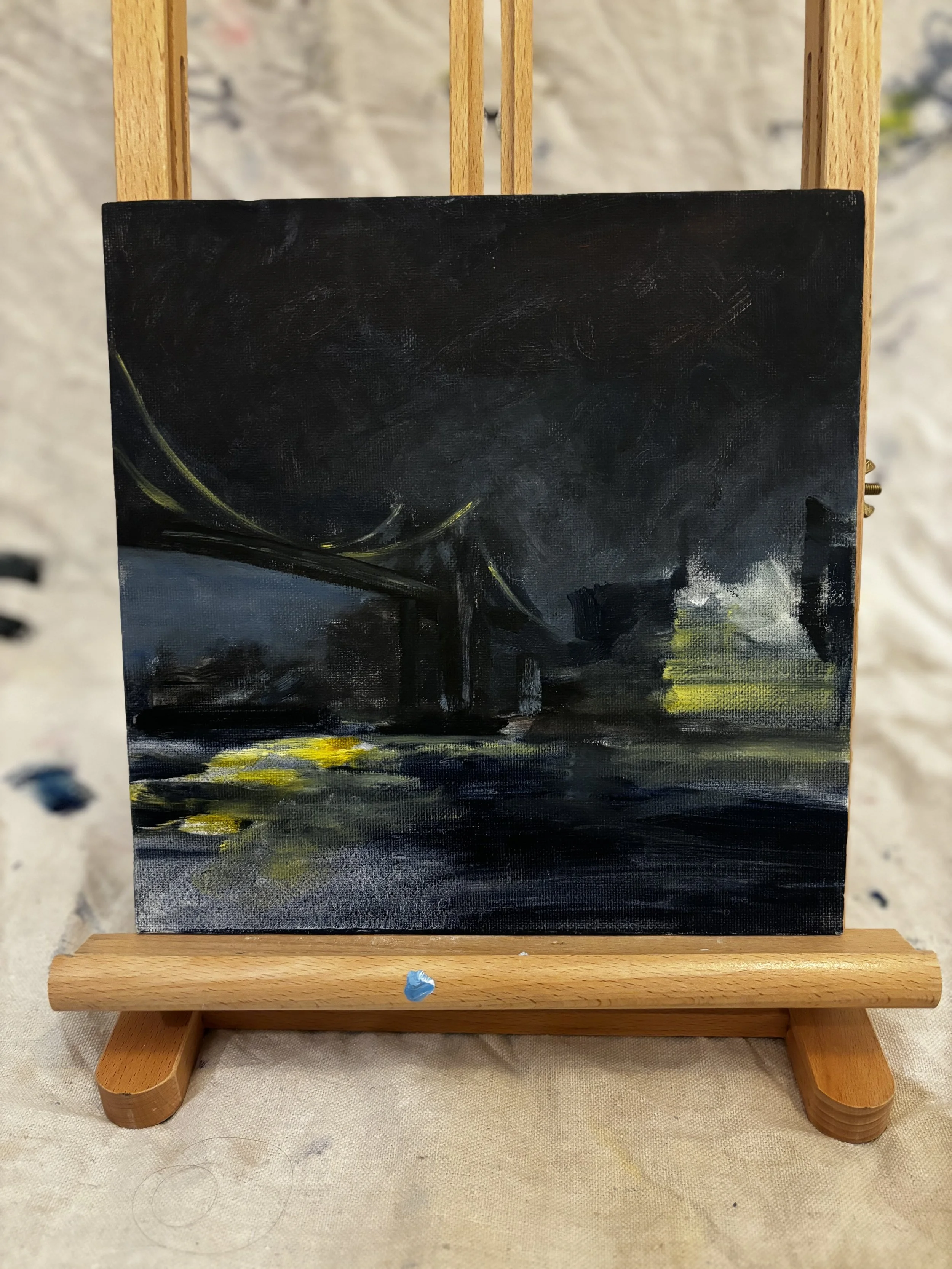 Manhattan Bridge at night plein air.jpeg