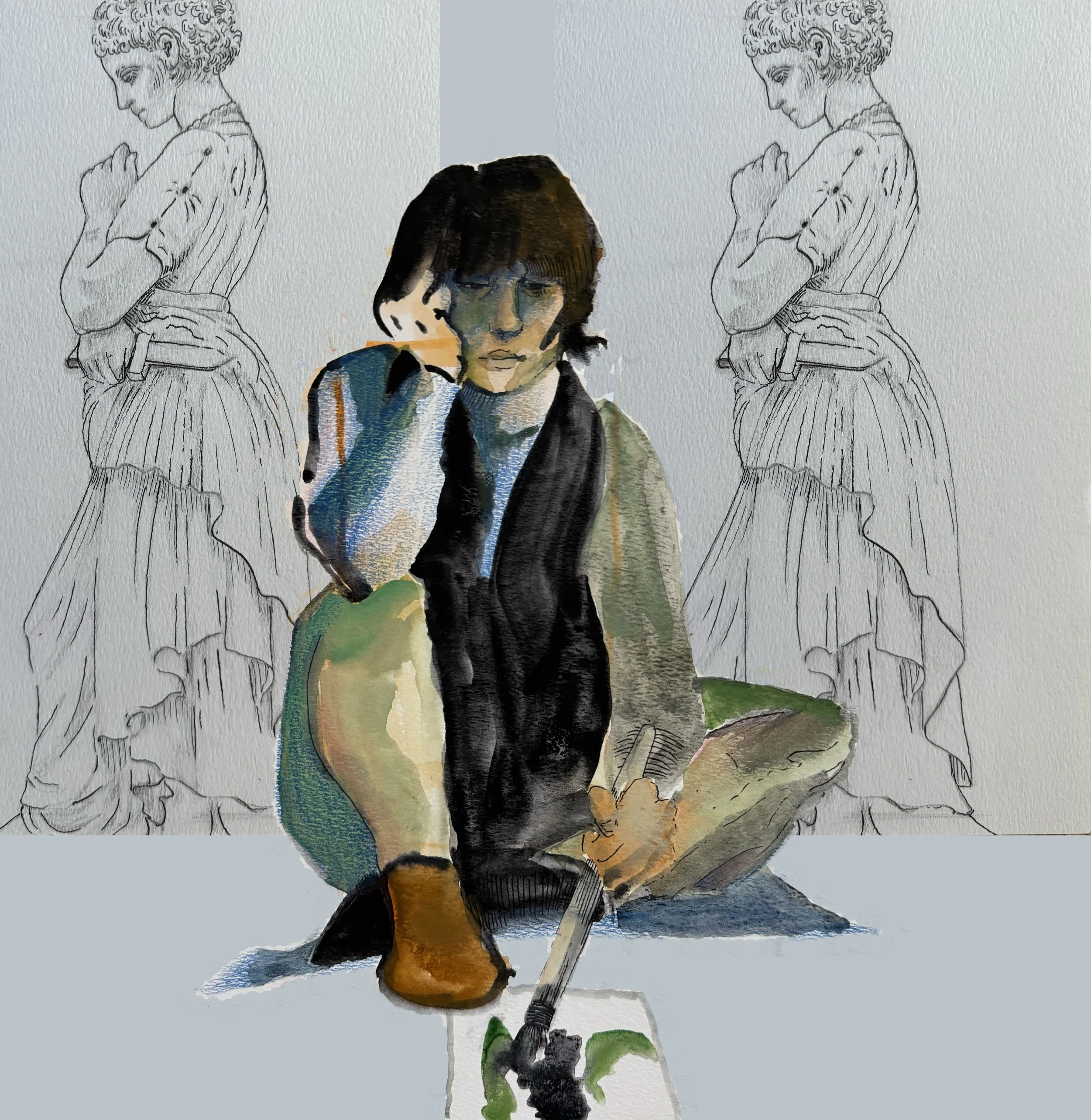 Eva painting with sculpture drawing.jpg