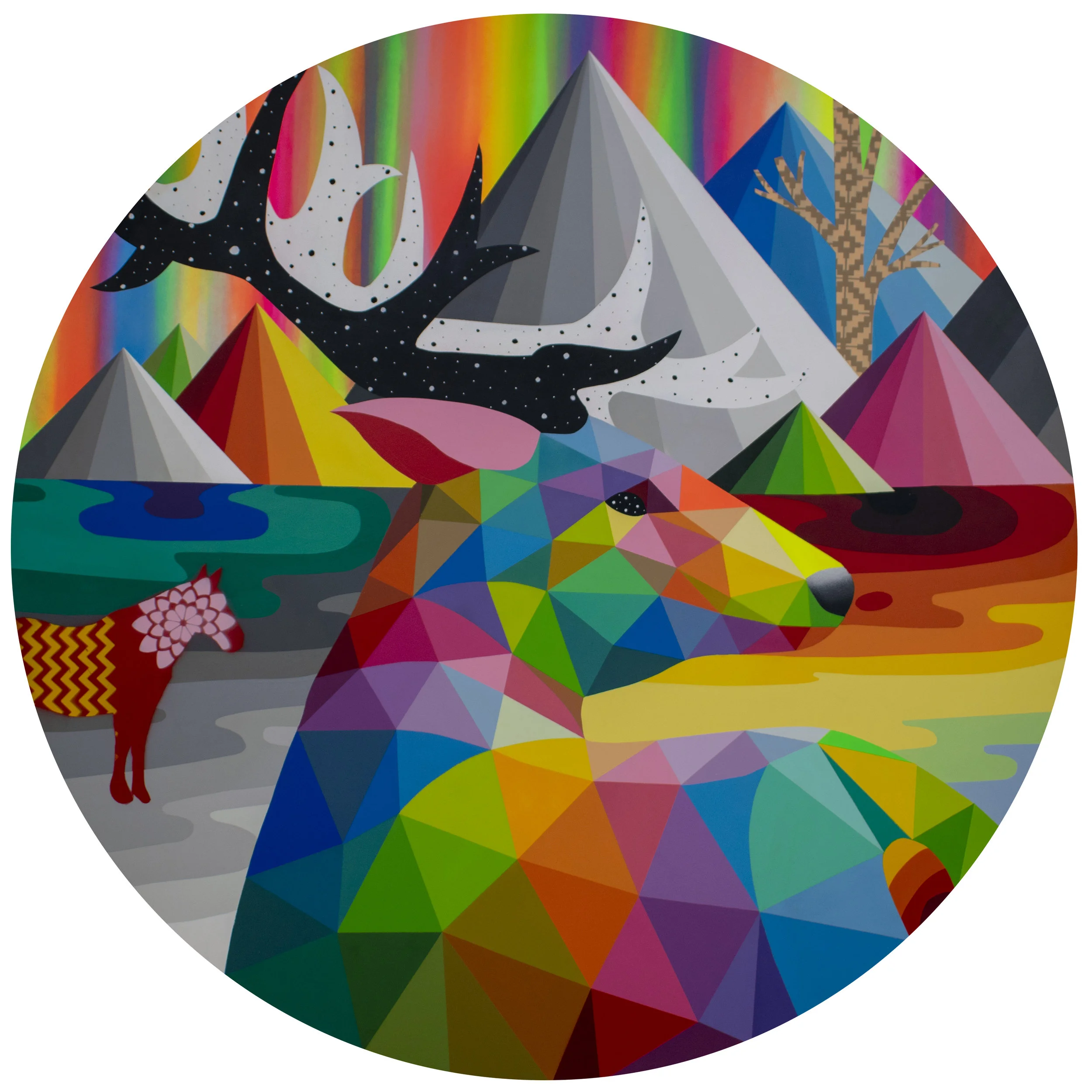 _Last rainbow deer_ 2019 Synthetic enamel on wood 110cm.jpeg