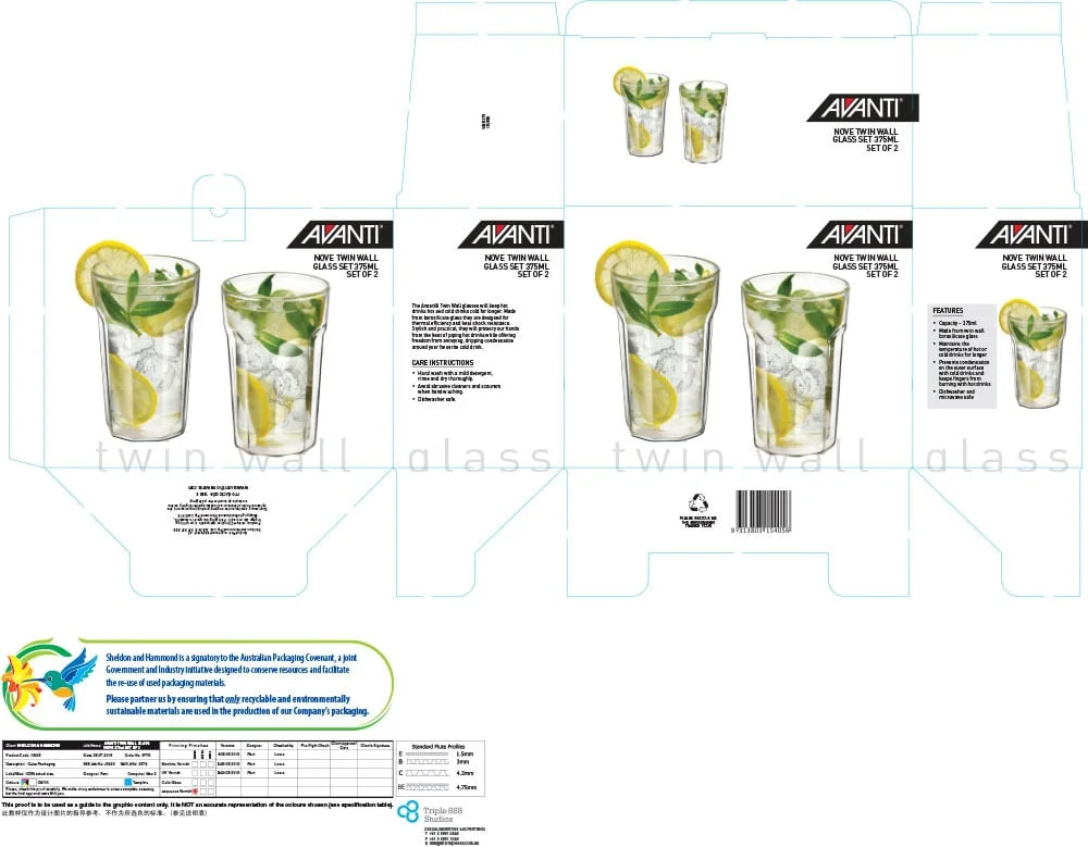 Avanti Double-Wall Glasses – Package art