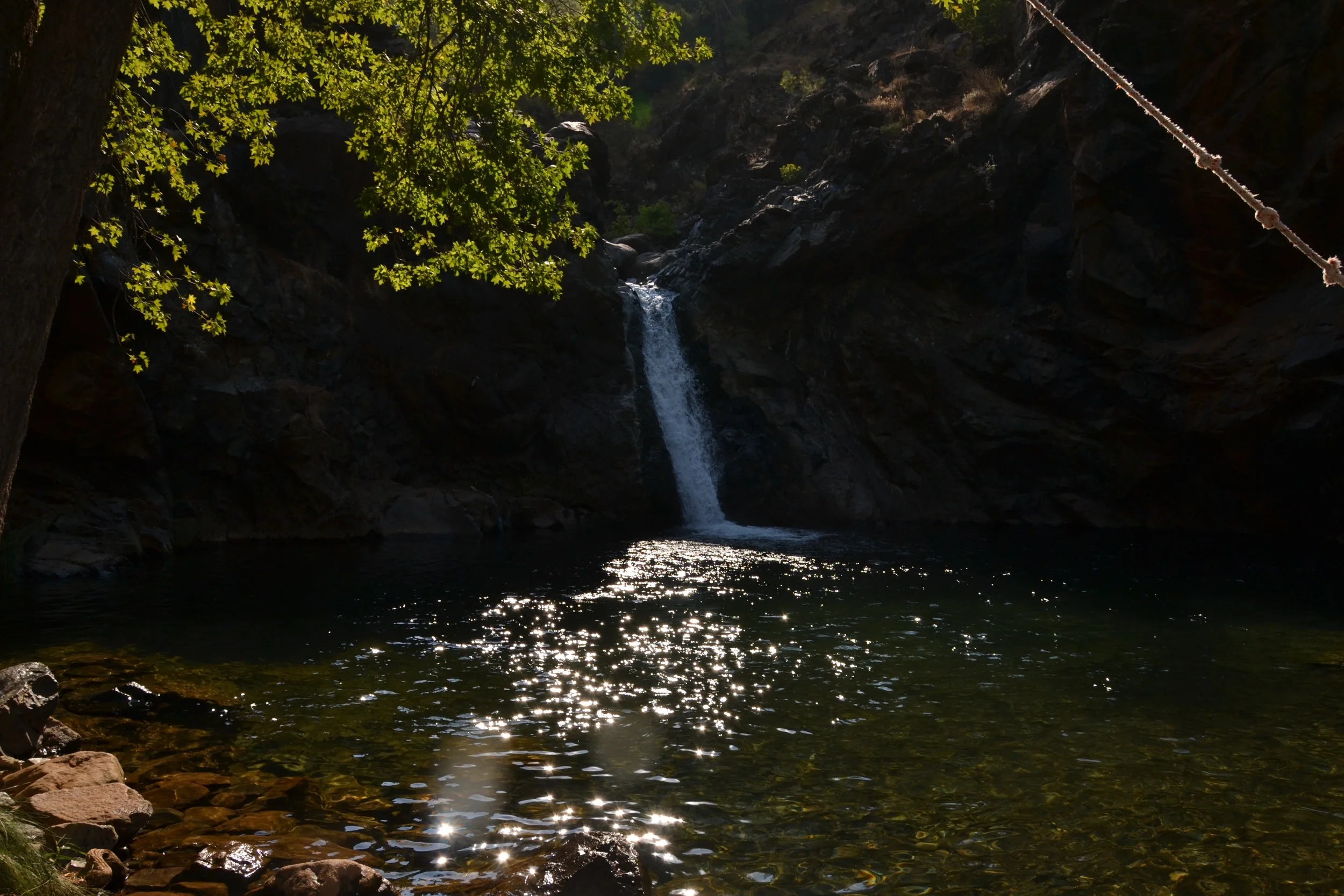 Peaceful waterfall before everyone has a dip