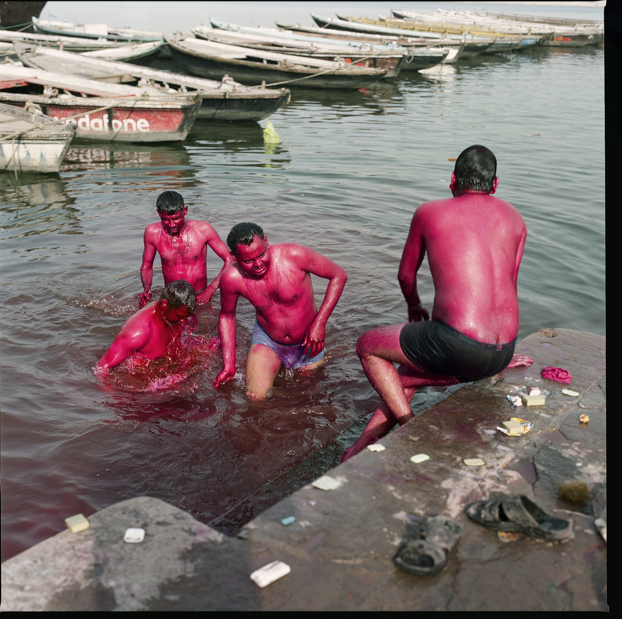 Varanassi, washing the colour off after holi