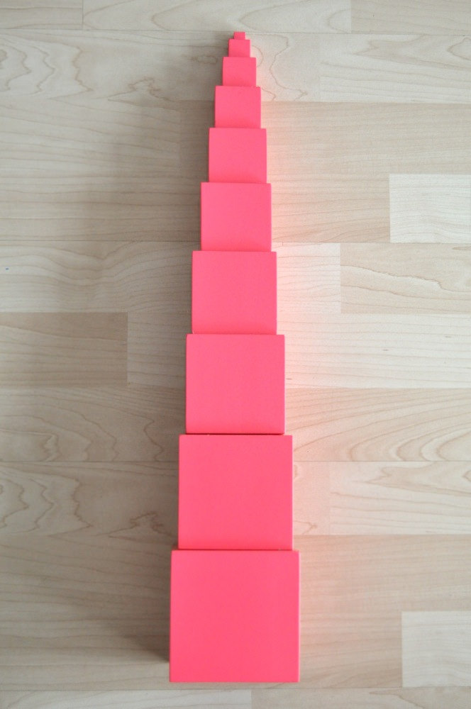 10 Pink Cubes with Montessori Pink Tower Wooden Montessori Material Toy 
