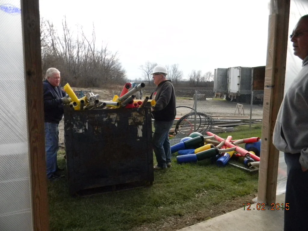 Tom Gary and Dave sorting parts