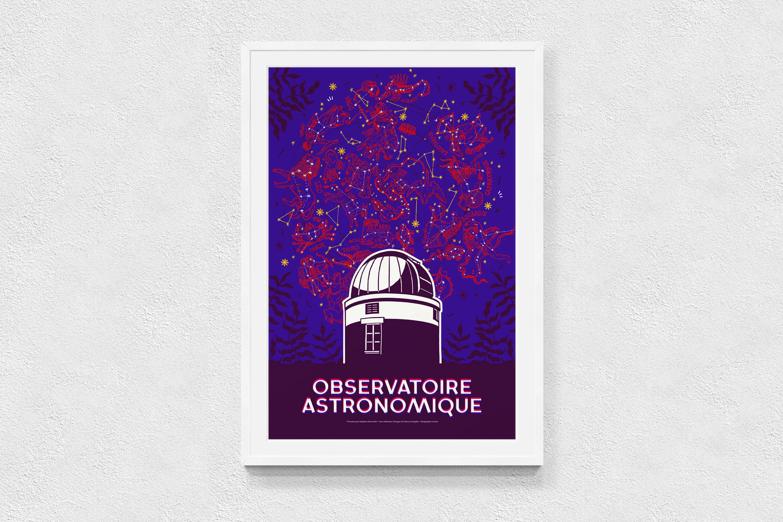 Affiche Sérigraphie, Vesontio, Delphine Dussoubs - Horloge astronomique - Encadrée