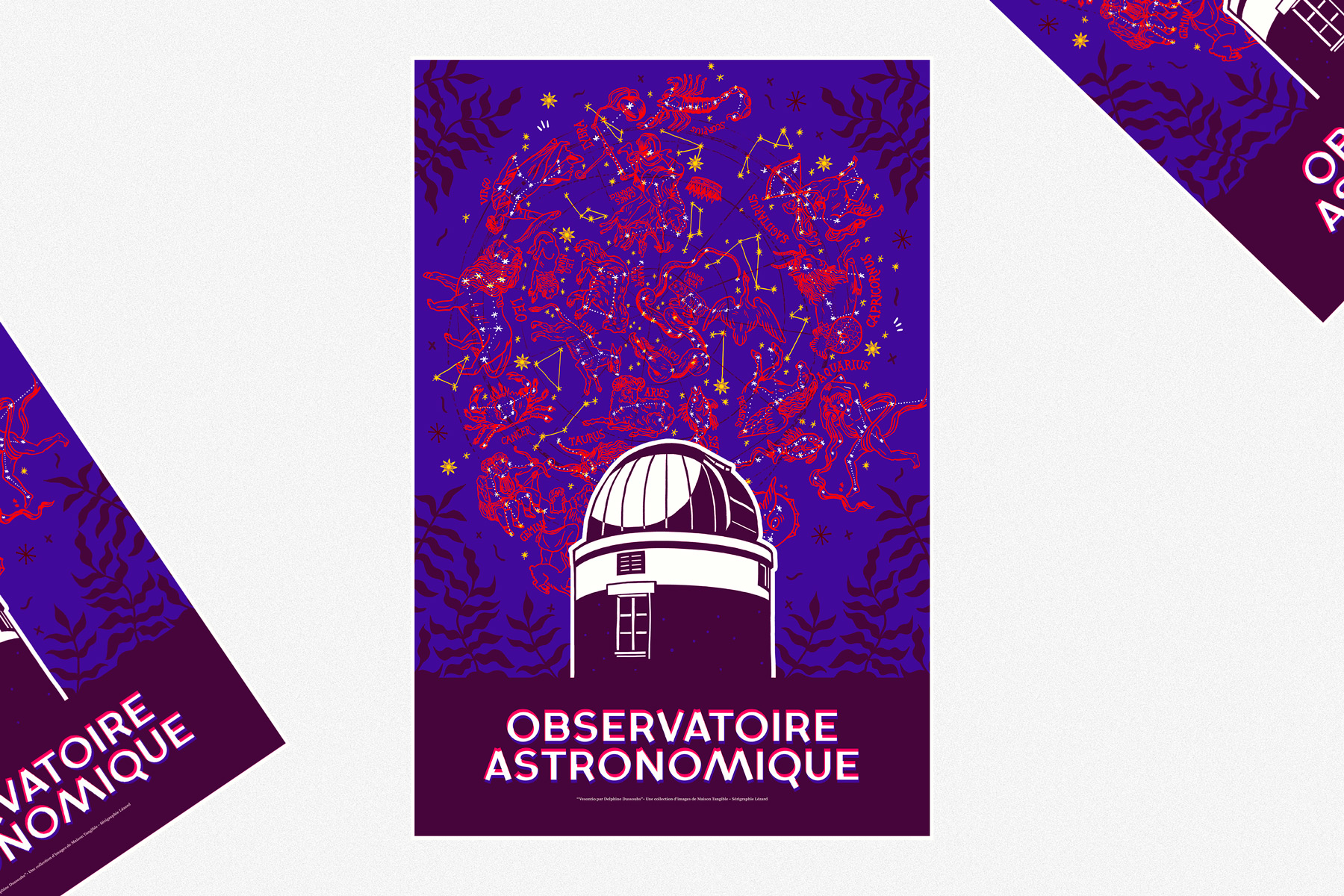 Affiche Sérigraphie, Vesontio, Delphine Dussoubs - L'Observatoire astronomique