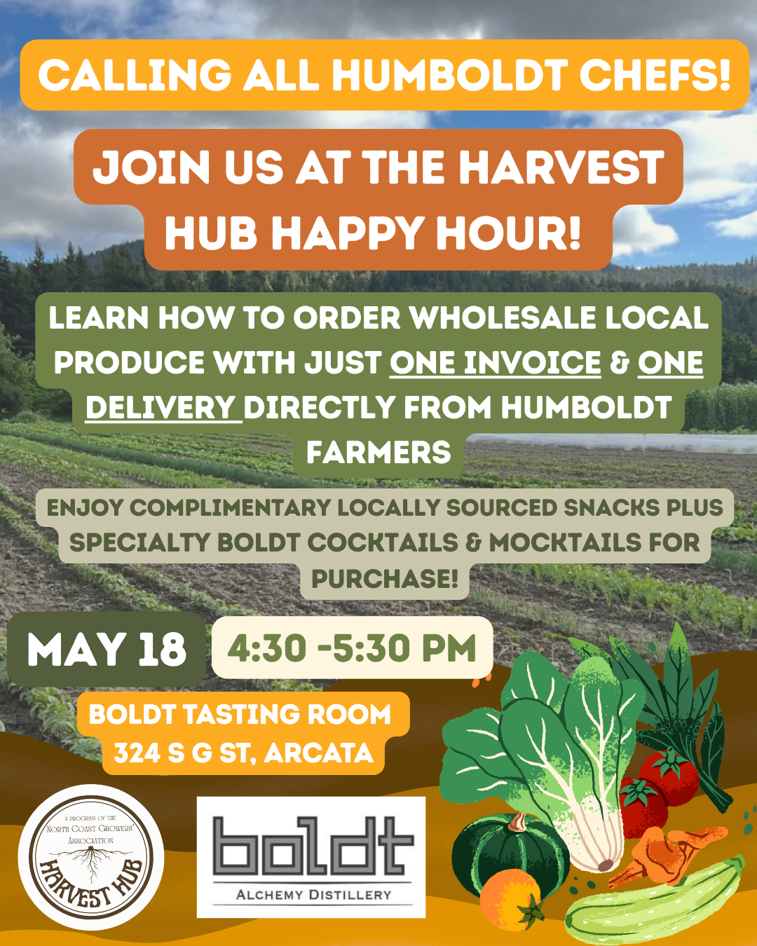 This is for restaurants, chefs, food trucks, grocery vendors who are interested in learning about the Hub.  We will be able to help everyone register on site and place their first order if they're interested.